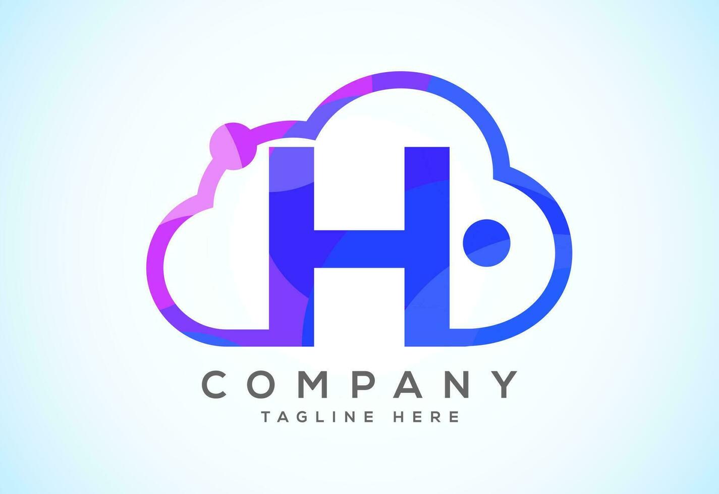 English alphabet with the cloud. Cloud computing service logo. Cloud technology low poly style logo vector