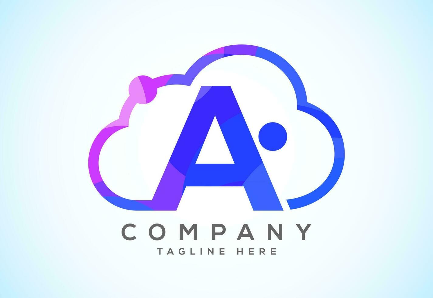 English alphabet with the cloud. Cloud computing service logo. Cloud technology low poly style logo vector