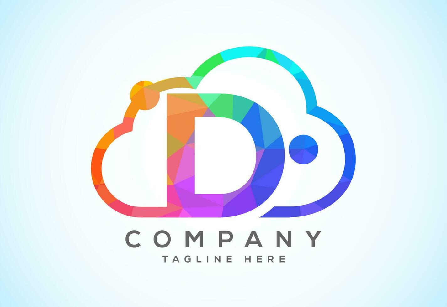 English alphabet with the cloud. Cloud computing service logo. Cloud technology low poly style logo vector