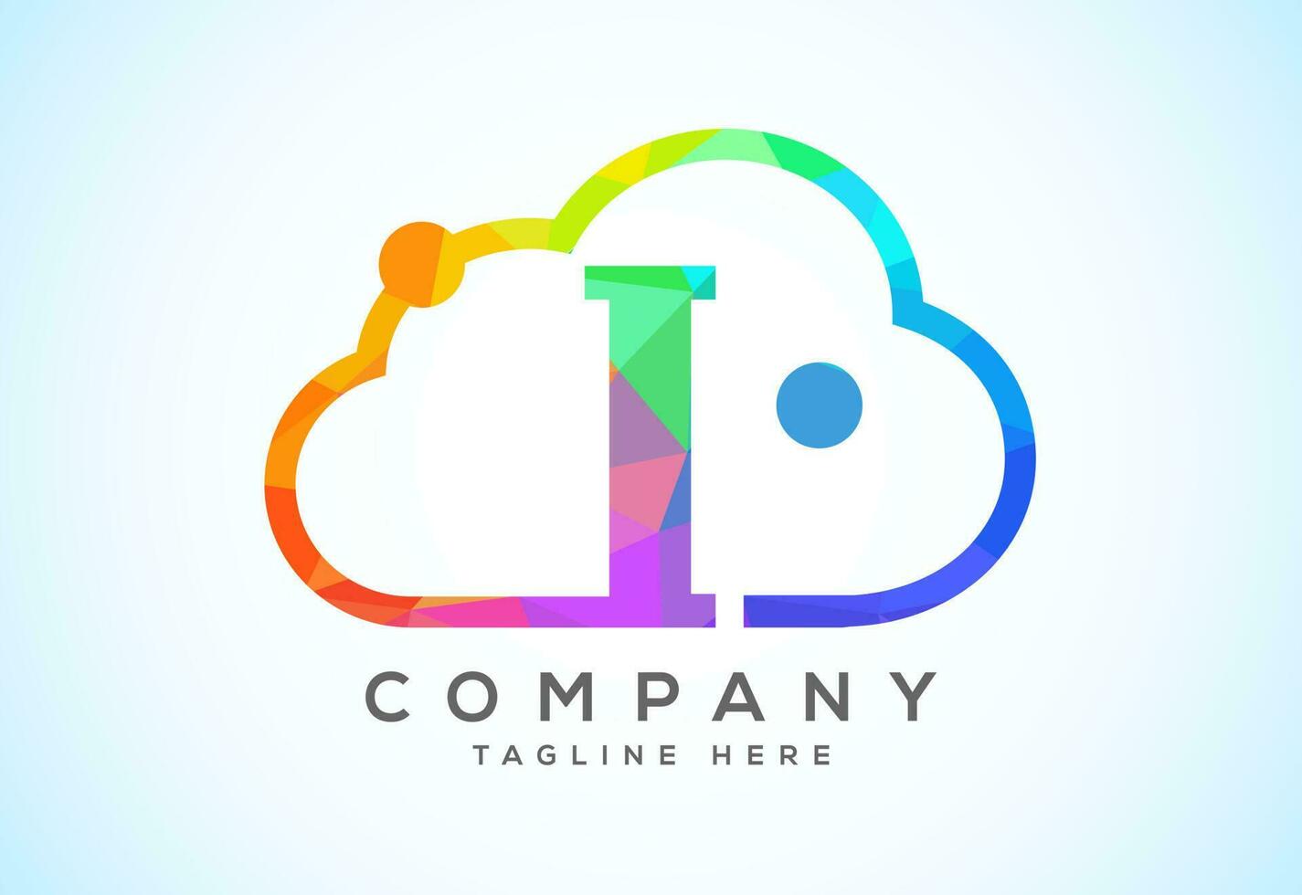 English alphabet with the cloud. Cloud computing service logo. Cloud technology low poly style logo vector