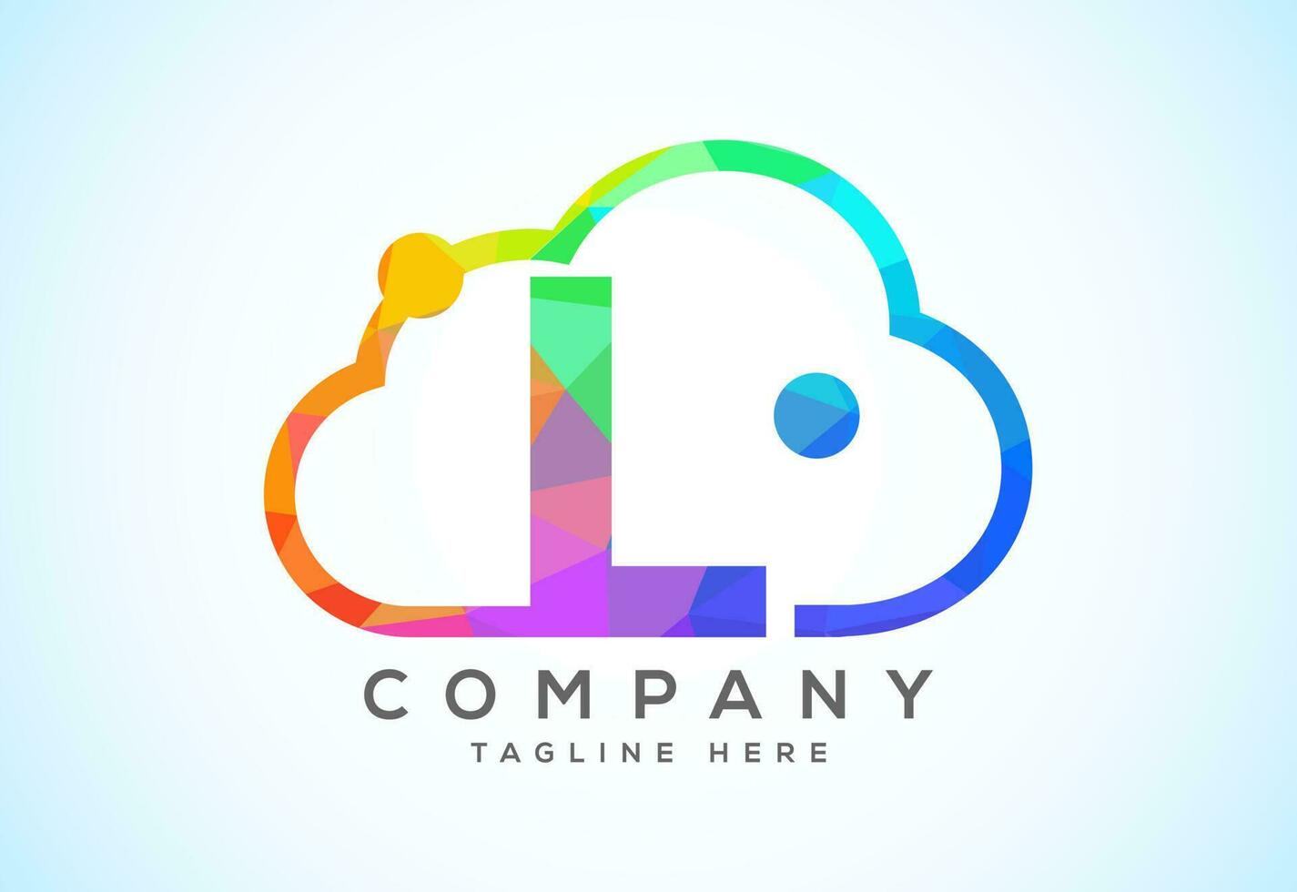 English alphabet with the cloud. Cloud computing service logo. Cloud technology low poly style logo vector