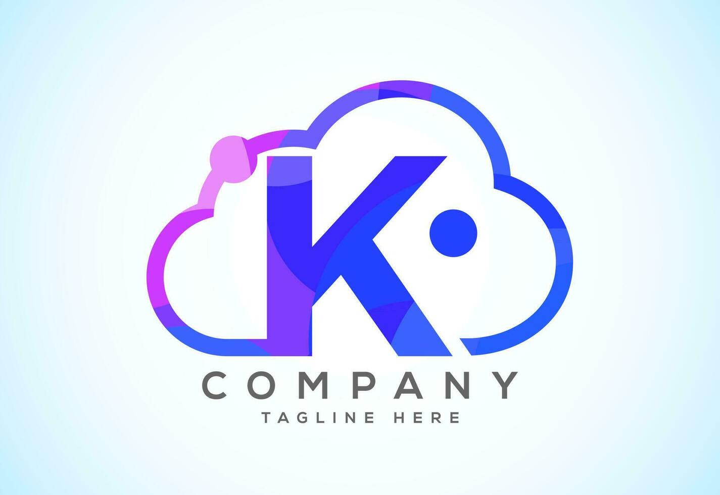 English alphabet with the cloud. Cloud computing service logo. Cloud technology low poly style logo vector