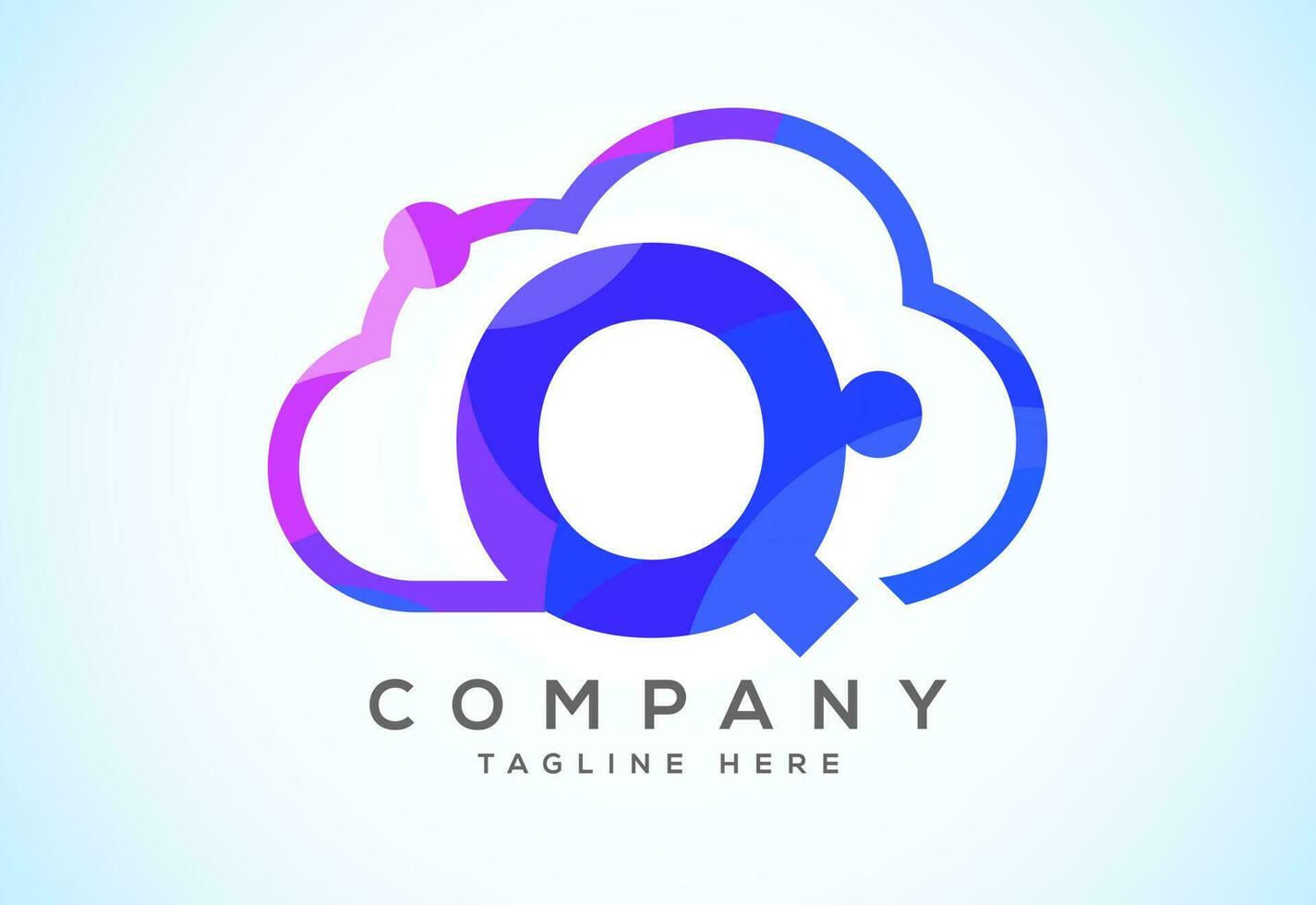 English alphabet with the cloud. Cloud computing service logo. Cloud technology low poly style logo vector