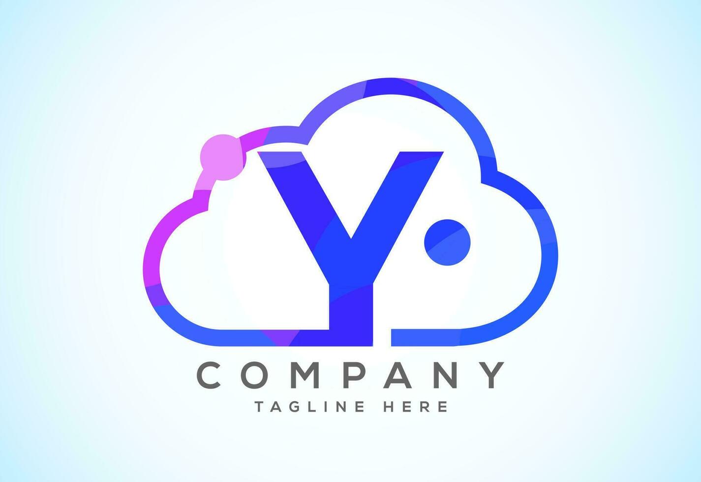 English alphabet with the cloud. Cloud computing service logo. Cloud technology low poly style logo vector