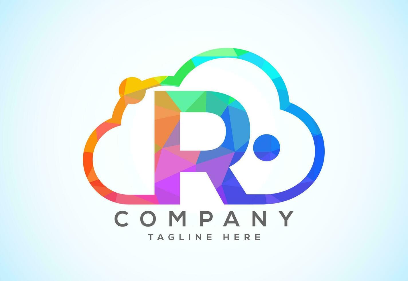 English alphabet with the cloud. Cloud computing service logo. Cloud technology low poly style logo vector