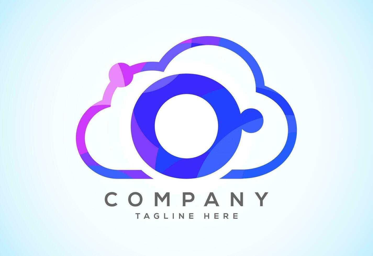 English alphabet with the cloud. Cloud computing service logo. Cloud technology low poly style logo vector