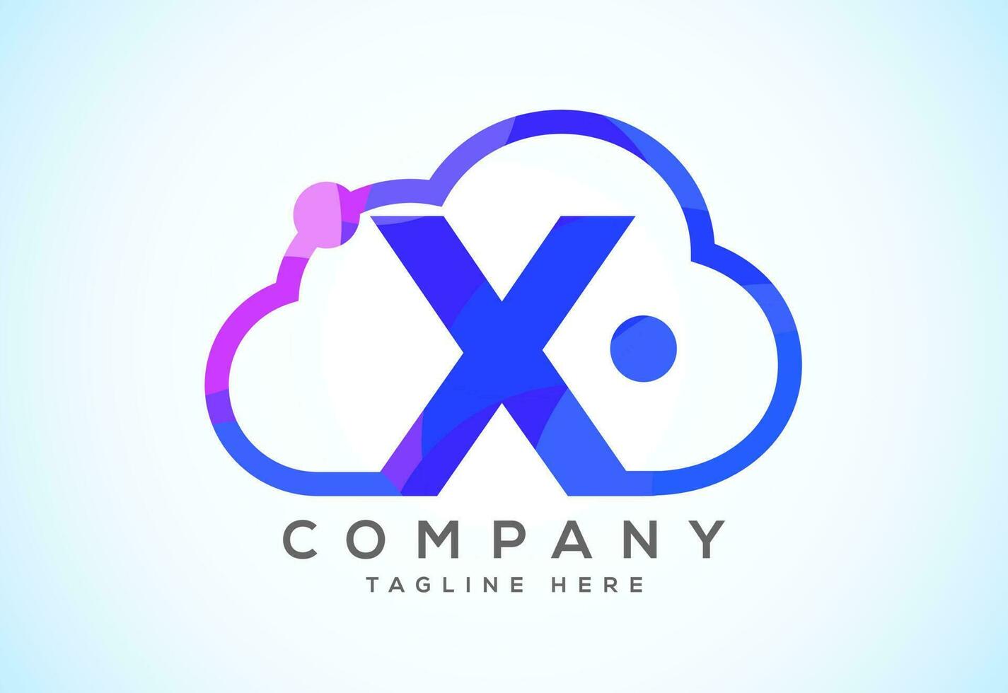 English alphabet with the cloud. Cloud computing service logo. Cloud technology low poly style logo vector