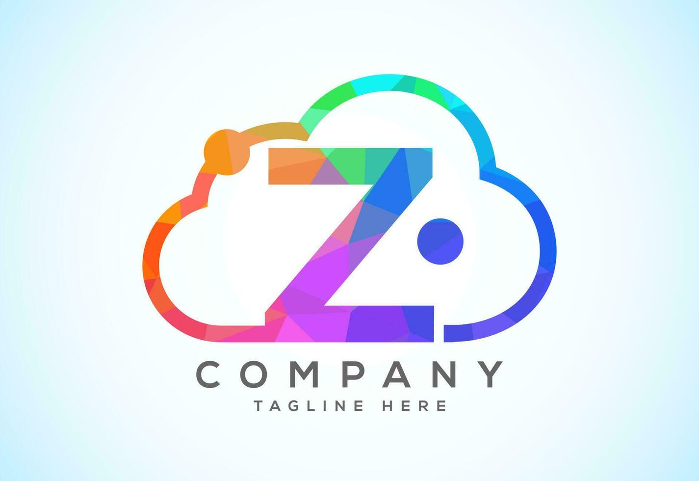 English alphabet with the cloud. Cloud computing service logo. Cloud technology low poly style logo vector