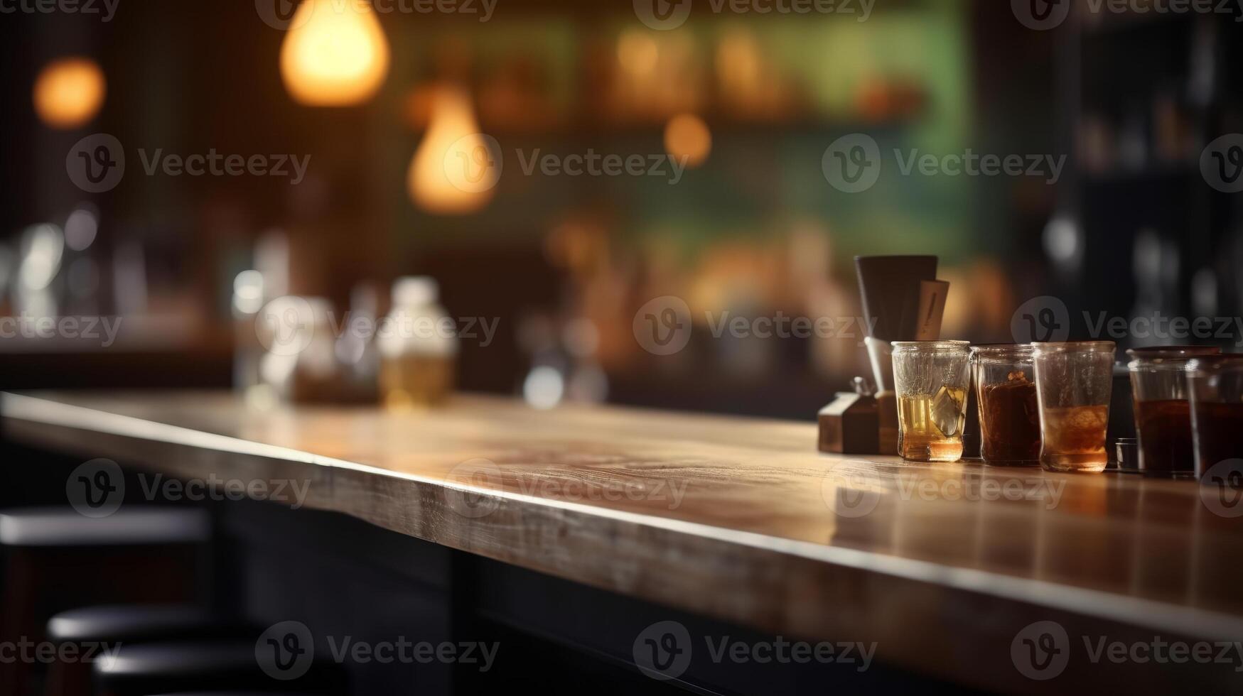 Table with cleanse space for things in cafe shop on Cloud foundation. Creative resource, photo