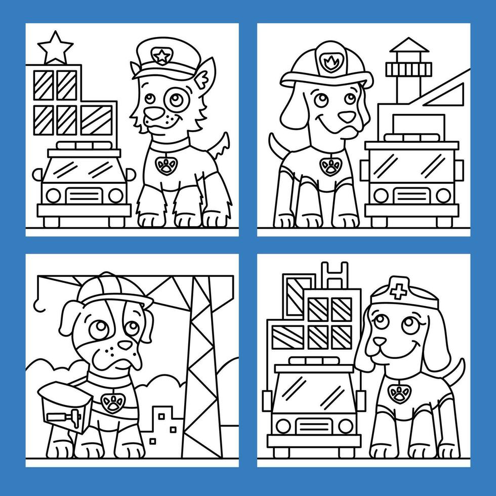 Paws Workers Coloring Book vector