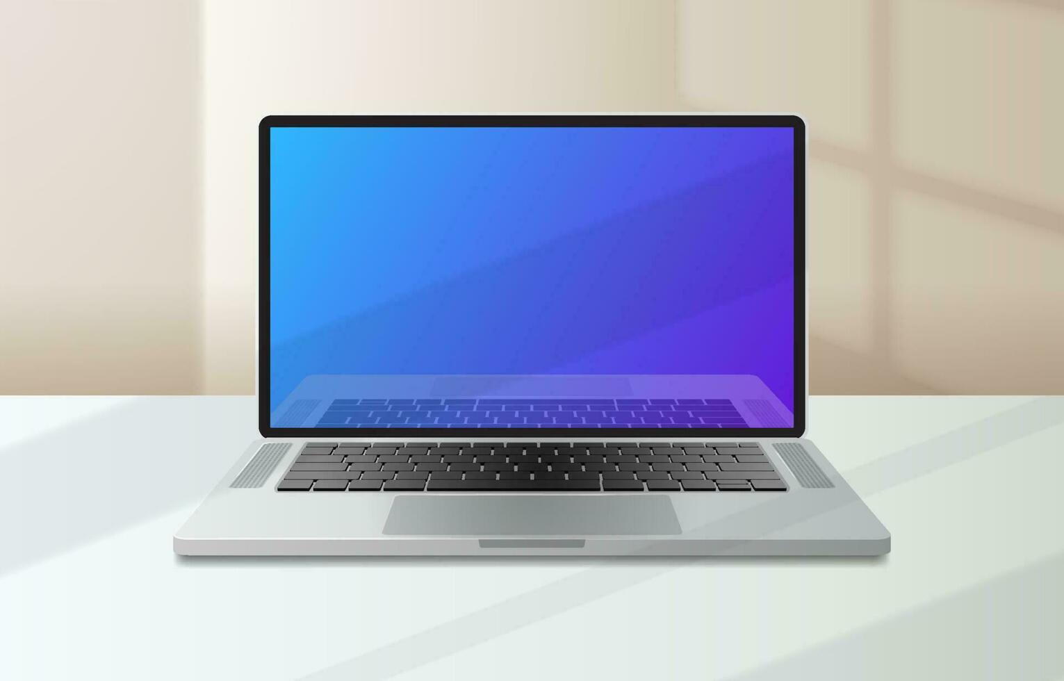 Realistic Silver Laptop Mockup vector