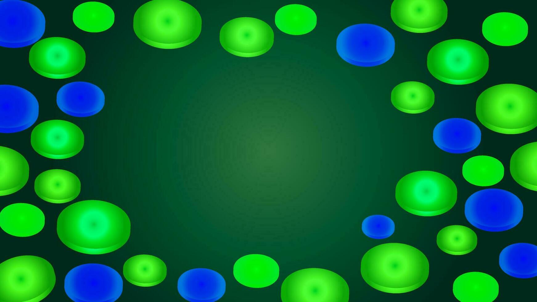 Abstract 3d circles green blue background vector