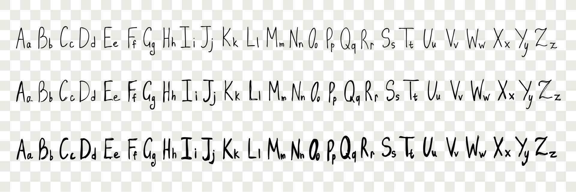 Hand drawn latin letters, alphabet set collection vector