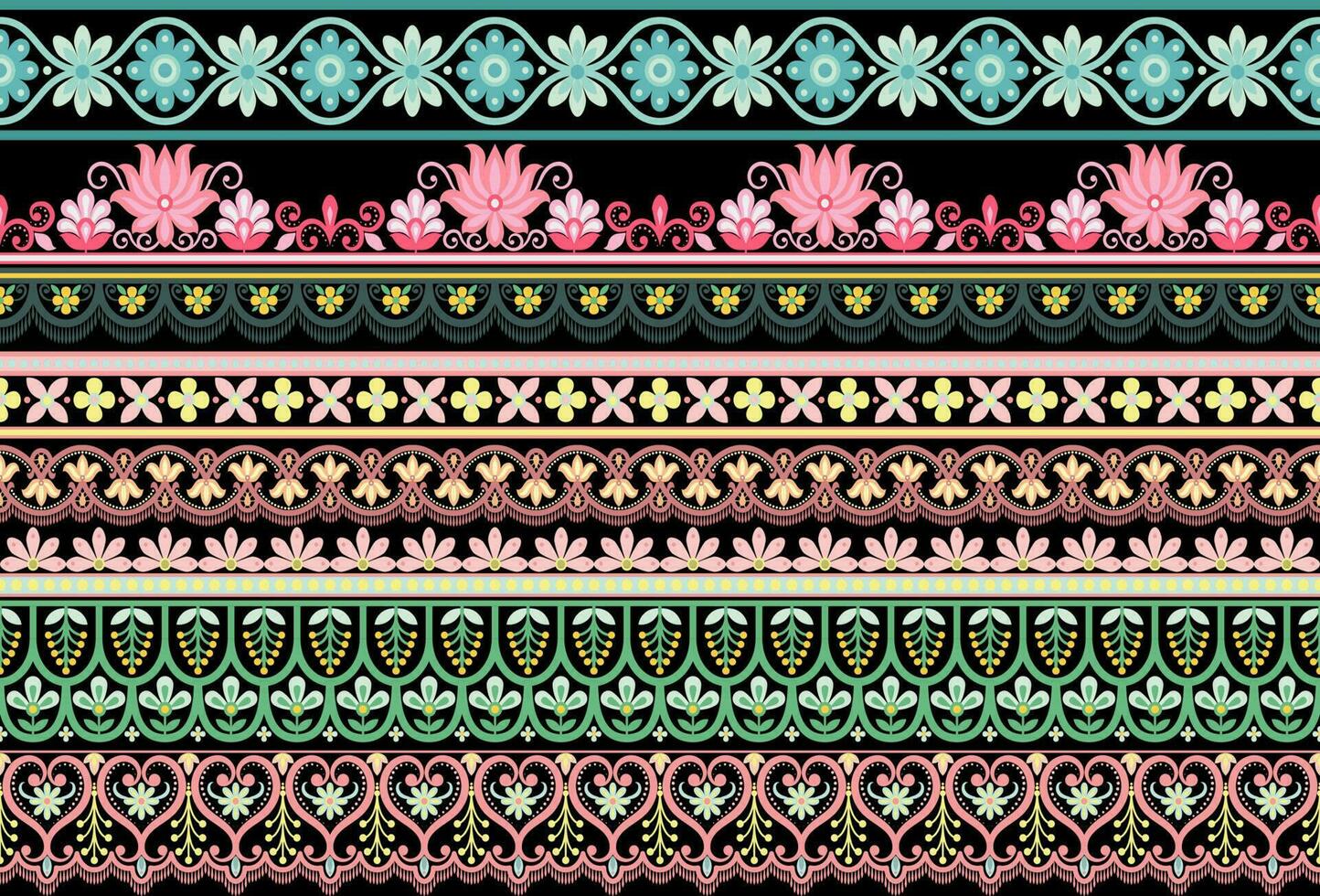 conjunto 5 5 botánico floral sin costura. antecedentes sin costura modelo geométrico étnico modelo diseño para fondo, alfombra, fondo de pantalla, ropa, envase, batik, tela, impresión textil ilustración. vector