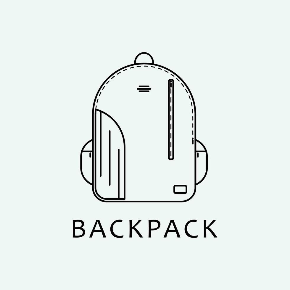 line art backpack logo icon vector design, school bag design.