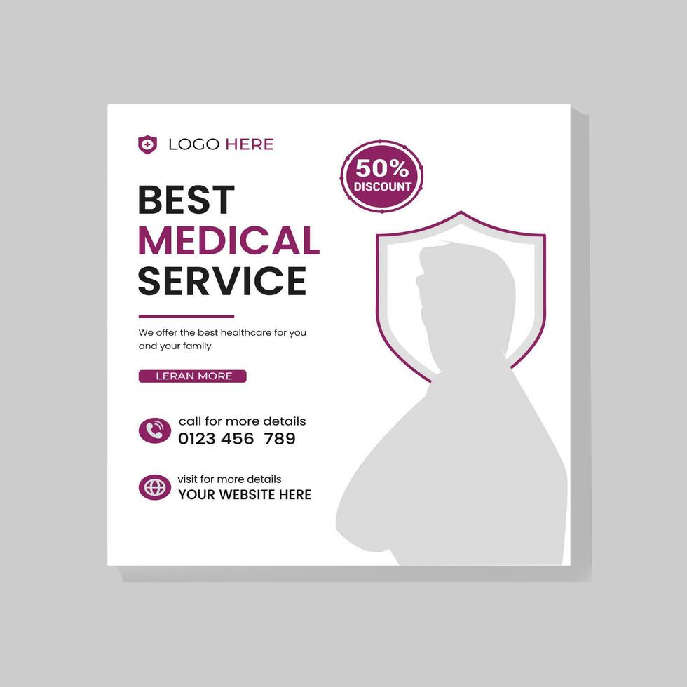 Best Medical services  social media post template vector