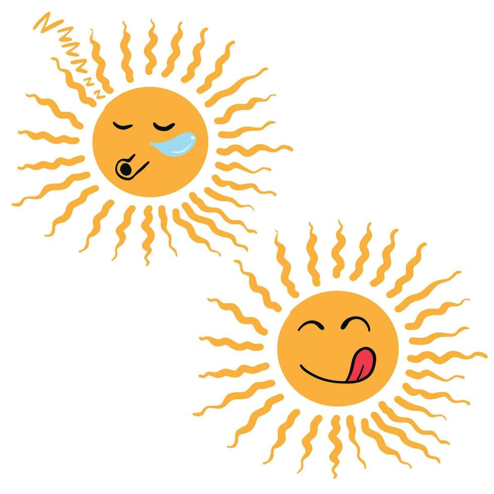 Cute Sun illustration sets ,good for graphic design resources, posters, prints, stickers, pamflets, banners, decoration, and more vector