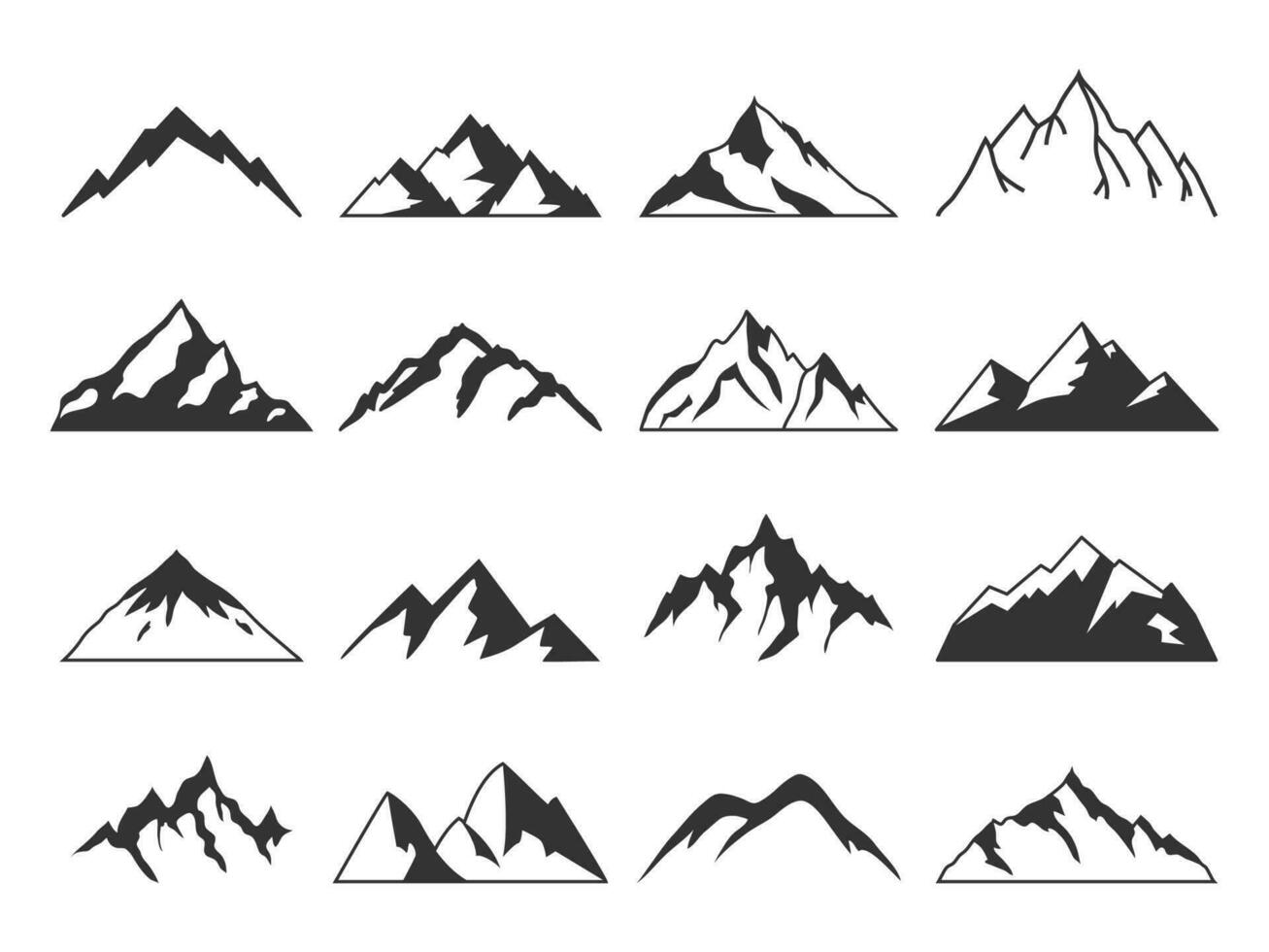 Set of mountains shapes. Mountain silhouettes for logos vector