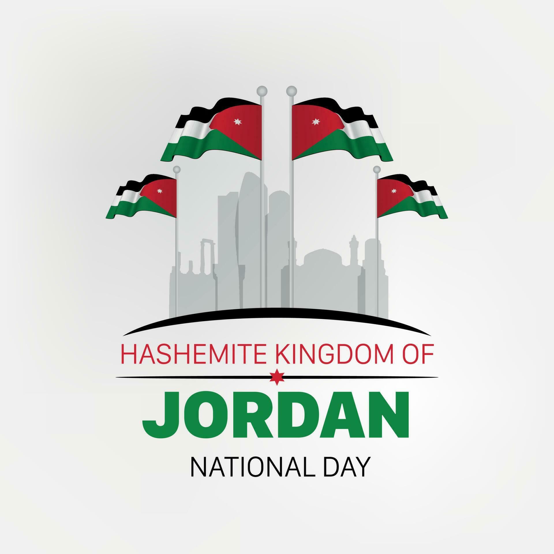 Jordan independence day greeting card, banner, horizontal vector