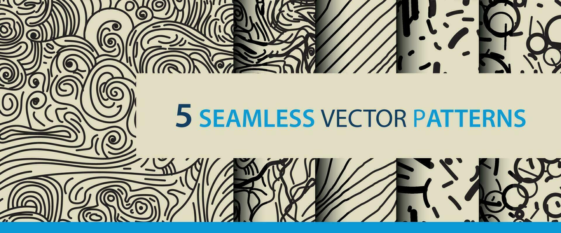 5 SEAMLESS VECTOR PATTERNS Abstract organic lines seamless patterns vector backgrounds set. Modern trendy creative Memphis and biological patterns with dots