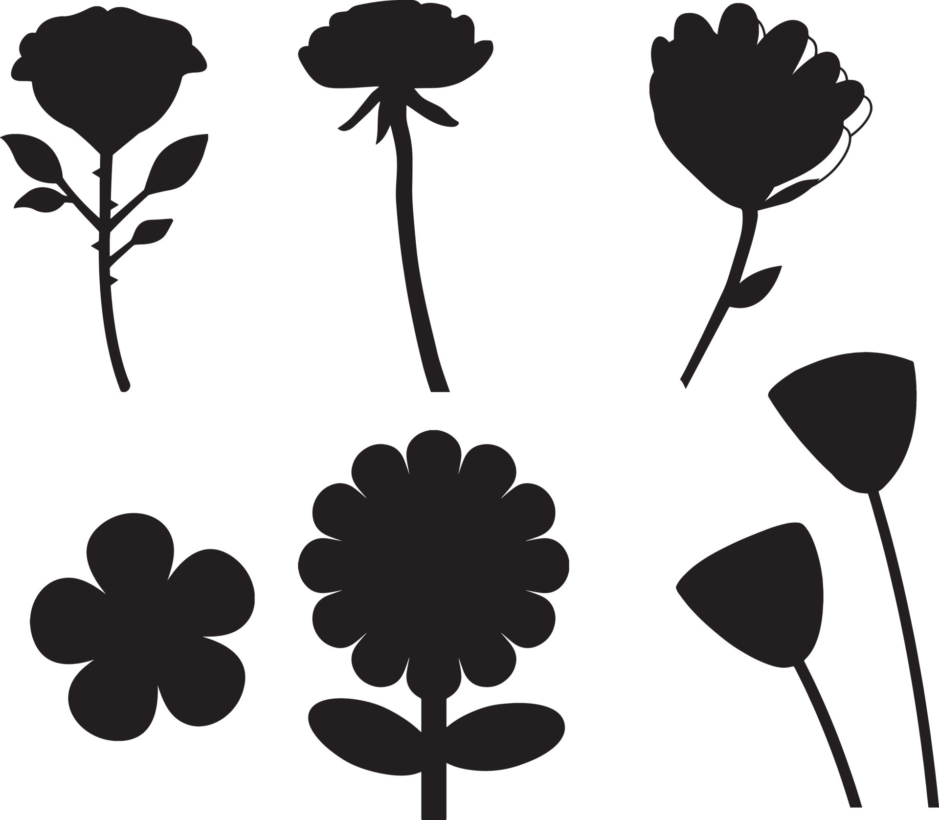 hand drawn set of vector flowers and roses for summer and bloom ...