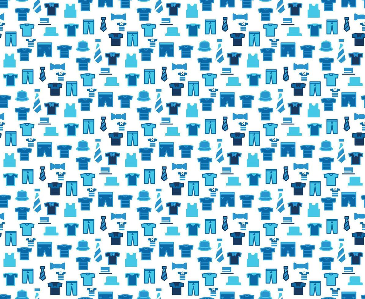 Shopping Background Pattern on Blue. Vector illustration clothes fabric