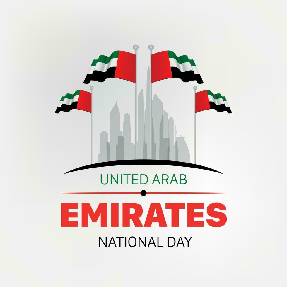 illustration post with UAE national flag. National day 50, United Arab