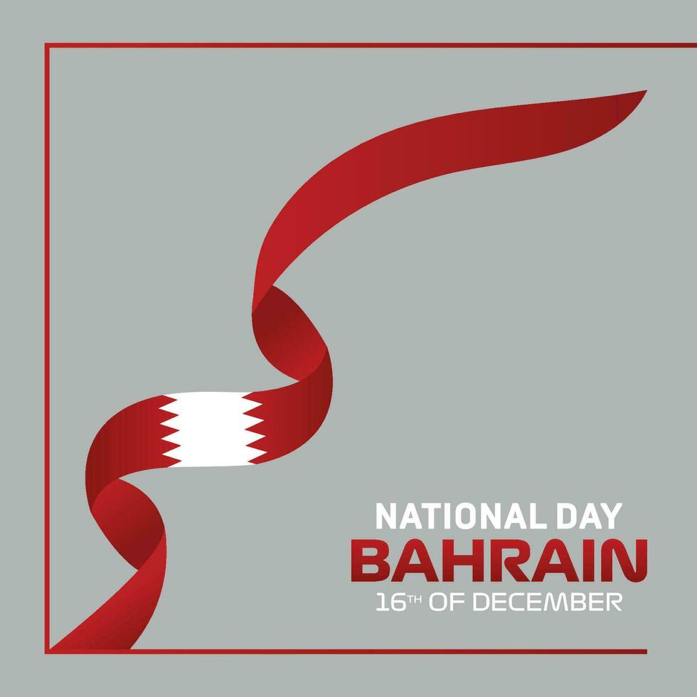 Bahrain national day celebration greeting post card. Vector of national day in Arabic calligraphy style with Bahrain flag. Translation Bahrain national day