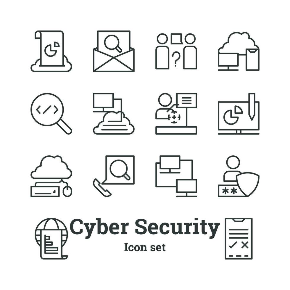 Cybersecurity Solutions  Icon Set vector