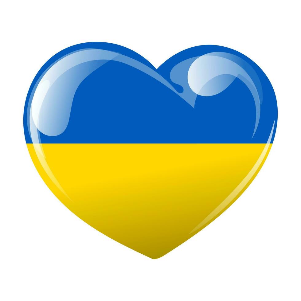 Flag of Ukraine in the shape of a heart. Heart with flag of Ukraine. 3D illustration, vector