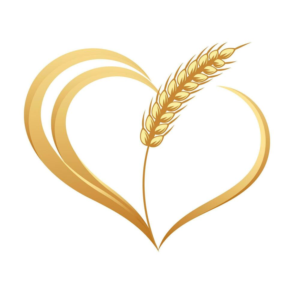 Abstract icon of ears of wheat with a heart. Logo, icon, decor element, vector