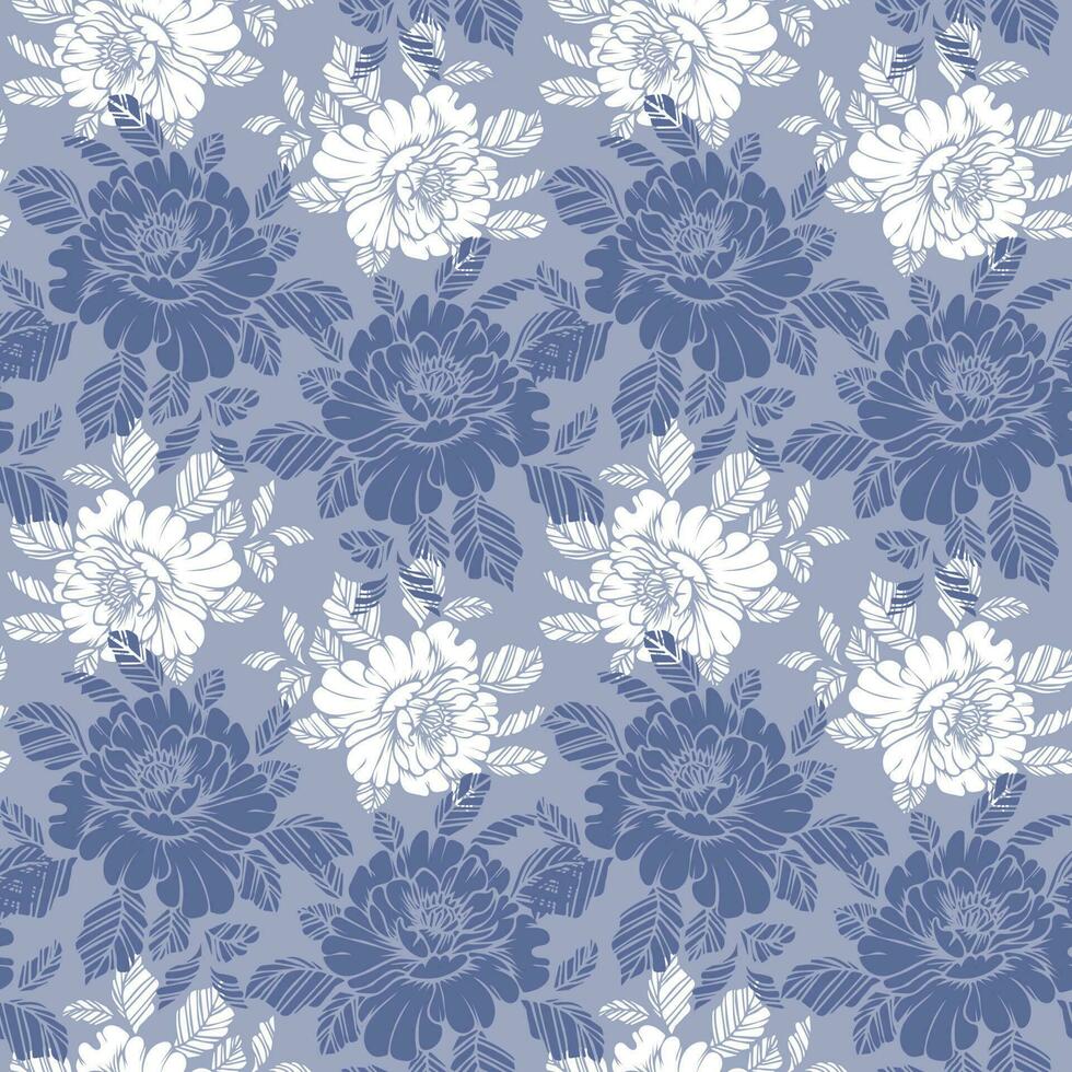 Seamless damask pattern, delicate flowers on a light background. Pastel colors. Background, print, textile, vector