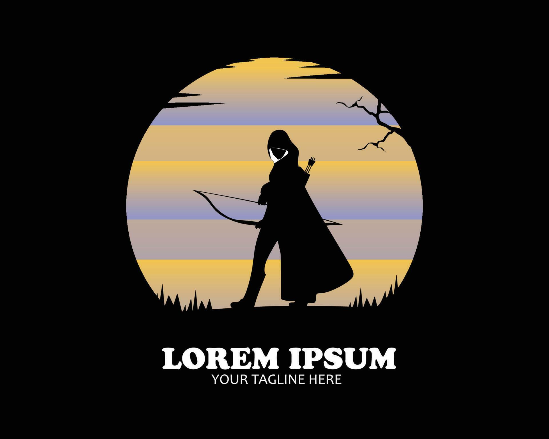 Female archer logo silhouette 23346093 Vector Art at Vecteezy