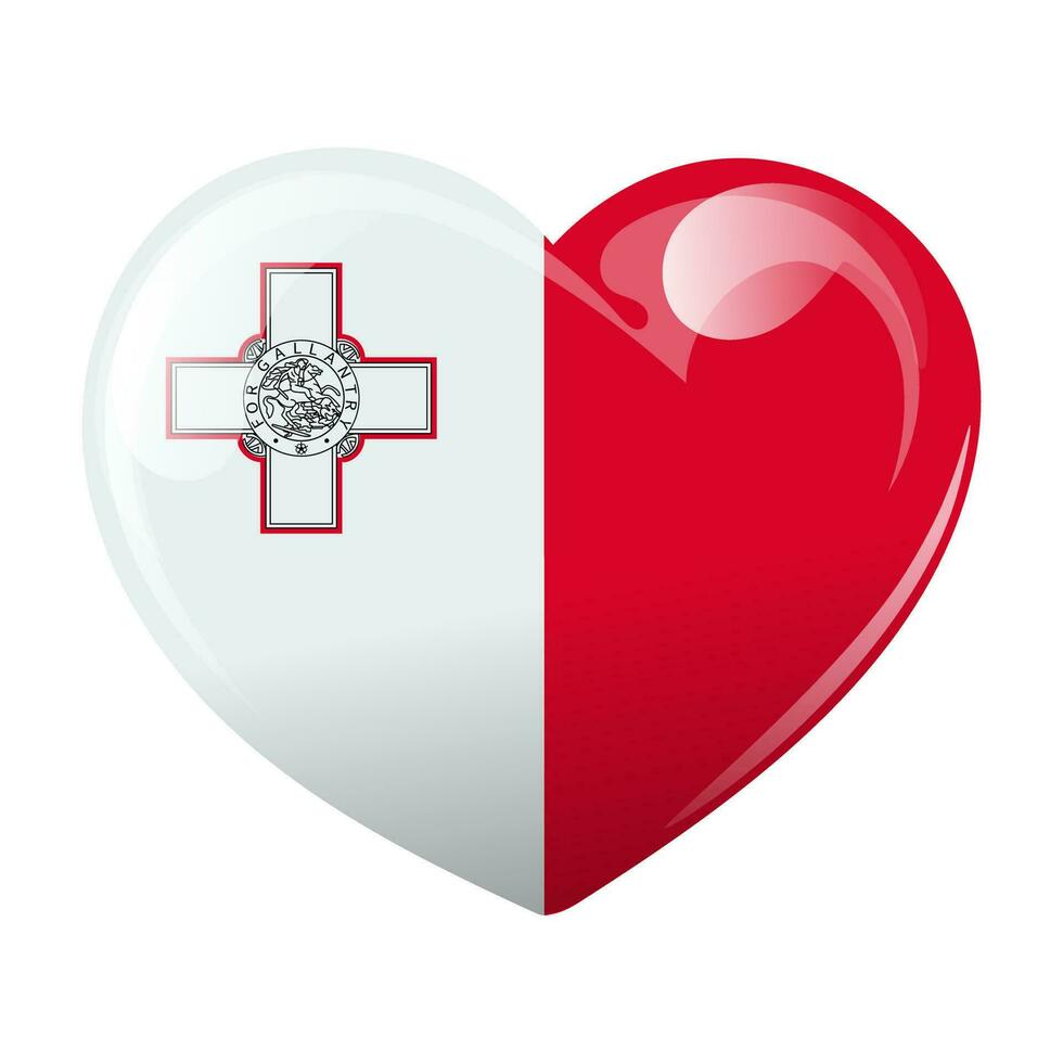 bandera de Malta en el forma de un corazón. corazón con bandera de Malta. 3d ilustración, vector