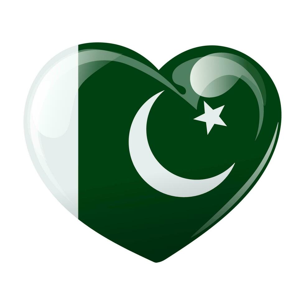 Flag of Pakistan in the shape of a heart. Heart with flag of Pakistan. 3D illustration, vector