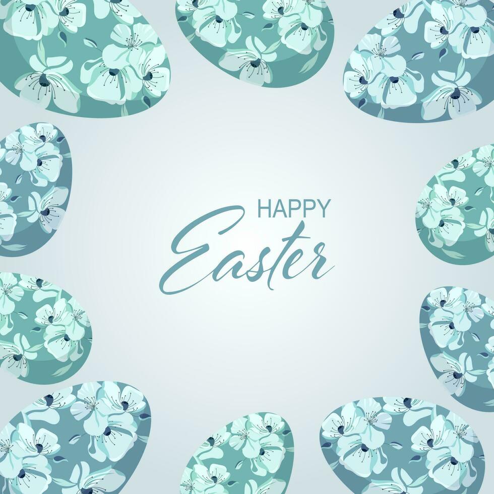 Easter background with colorful Easter eggs. Elegant frame, vector. vector