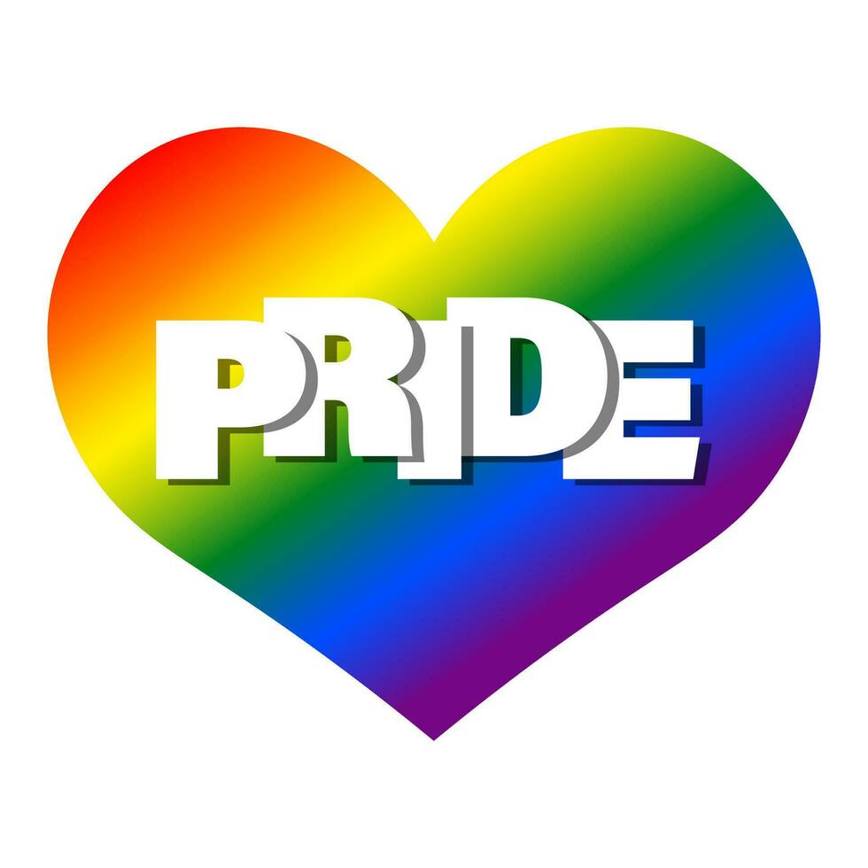 Rainbow LGBT colors heart and the word Pride Month. Colorful background, vector