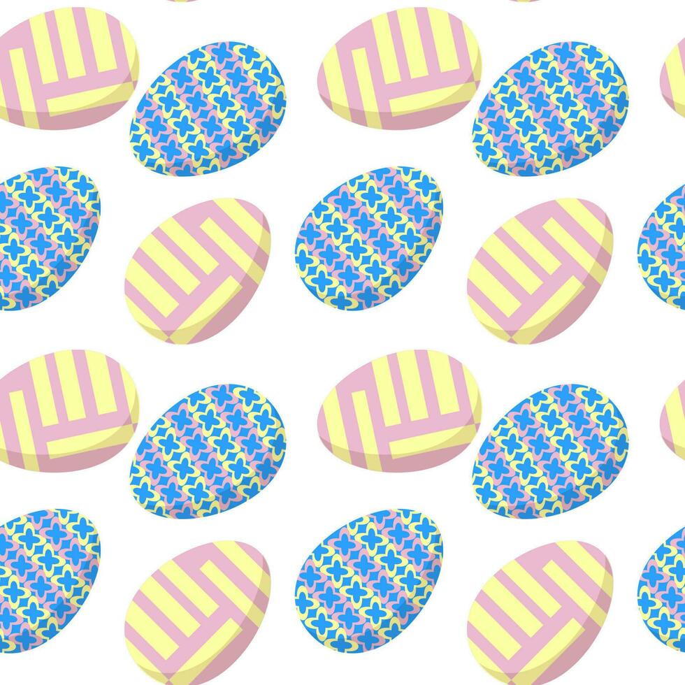 Seamless pattern, Easter eggs on a white background. Festive background, print, textile, wallpaper, vector