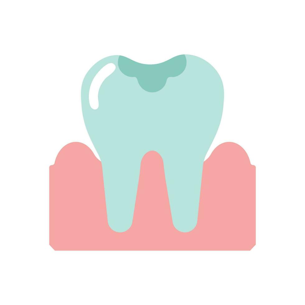 Unhealthy tooth with caries, dentistry. Icon in flat style, vector