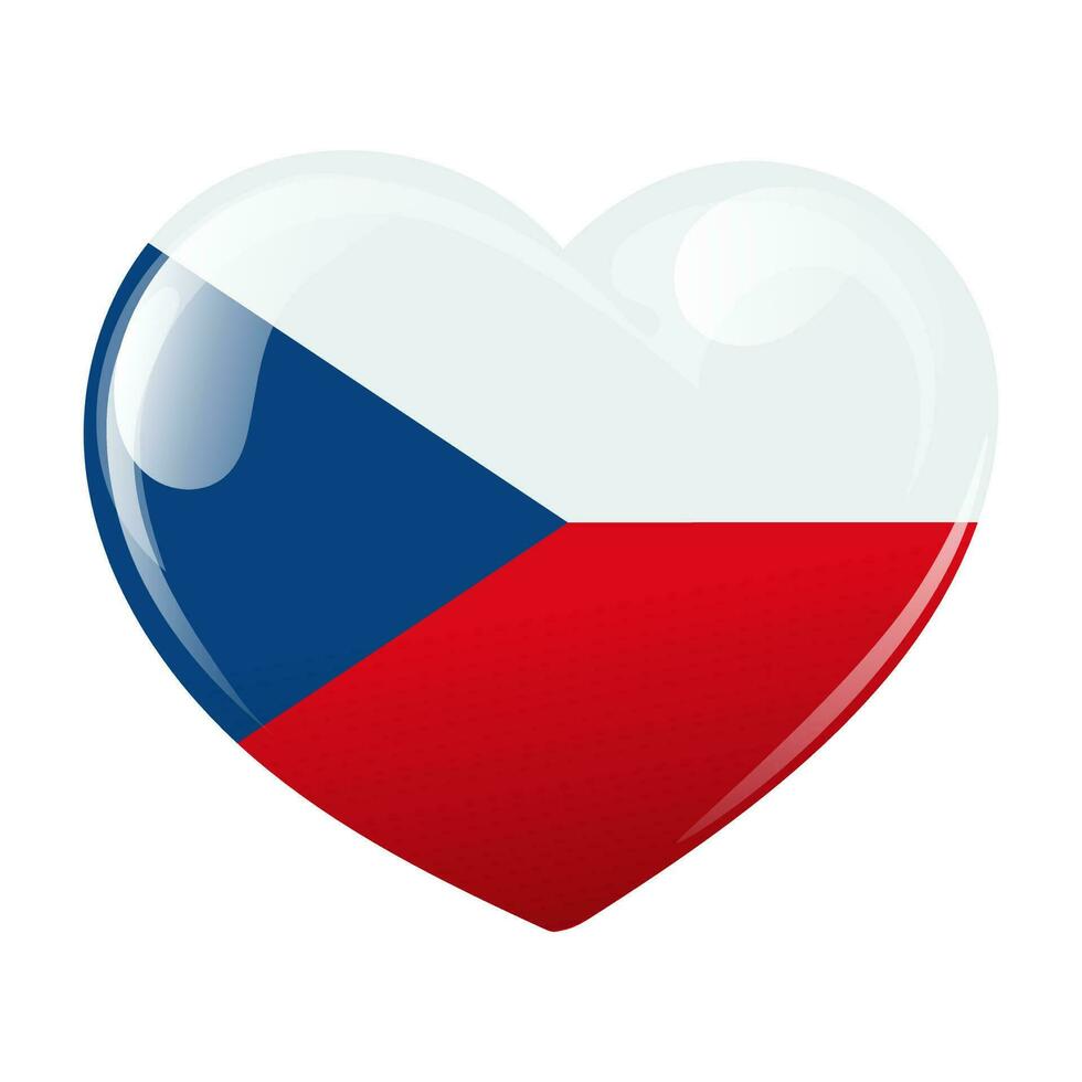 Flag of the Czech Republic in the shape of a heart. Heart with Czech Republic flag. 3d illustration, vector