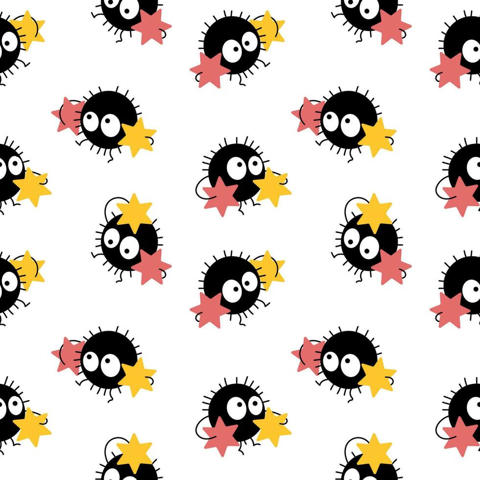 Seamless pattern, funny baby monsters. Children's print, textile, wallpaper, vector