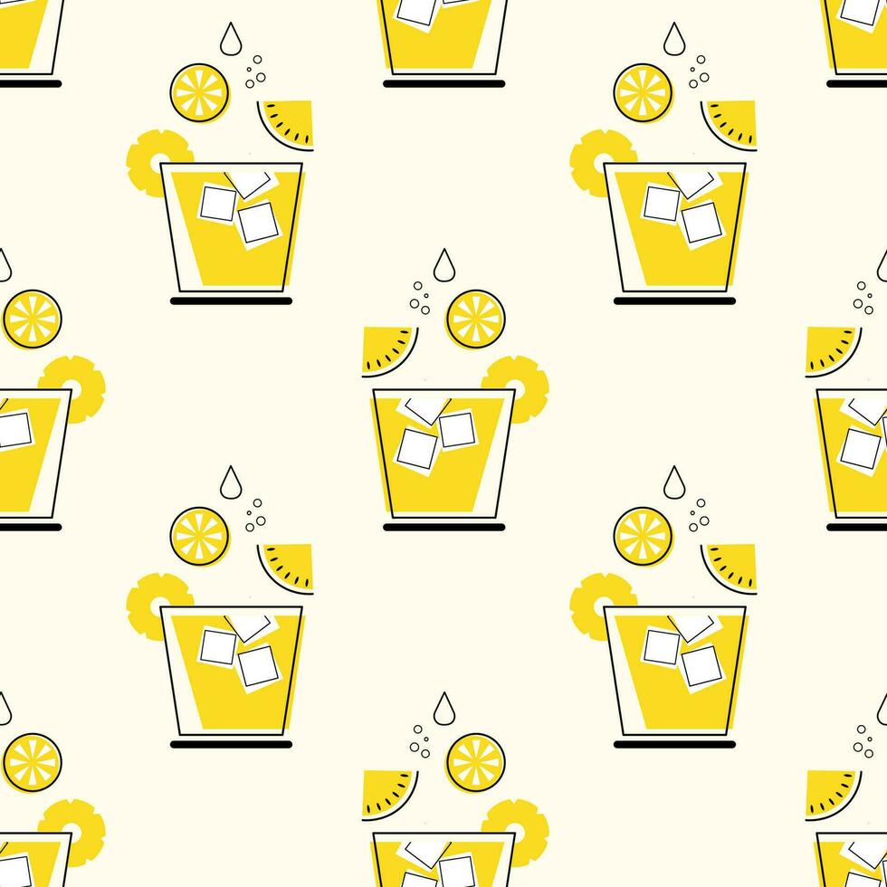 Seamless pattern, fruit cocktails on a white background. Drinks background, textile, packaging, vector