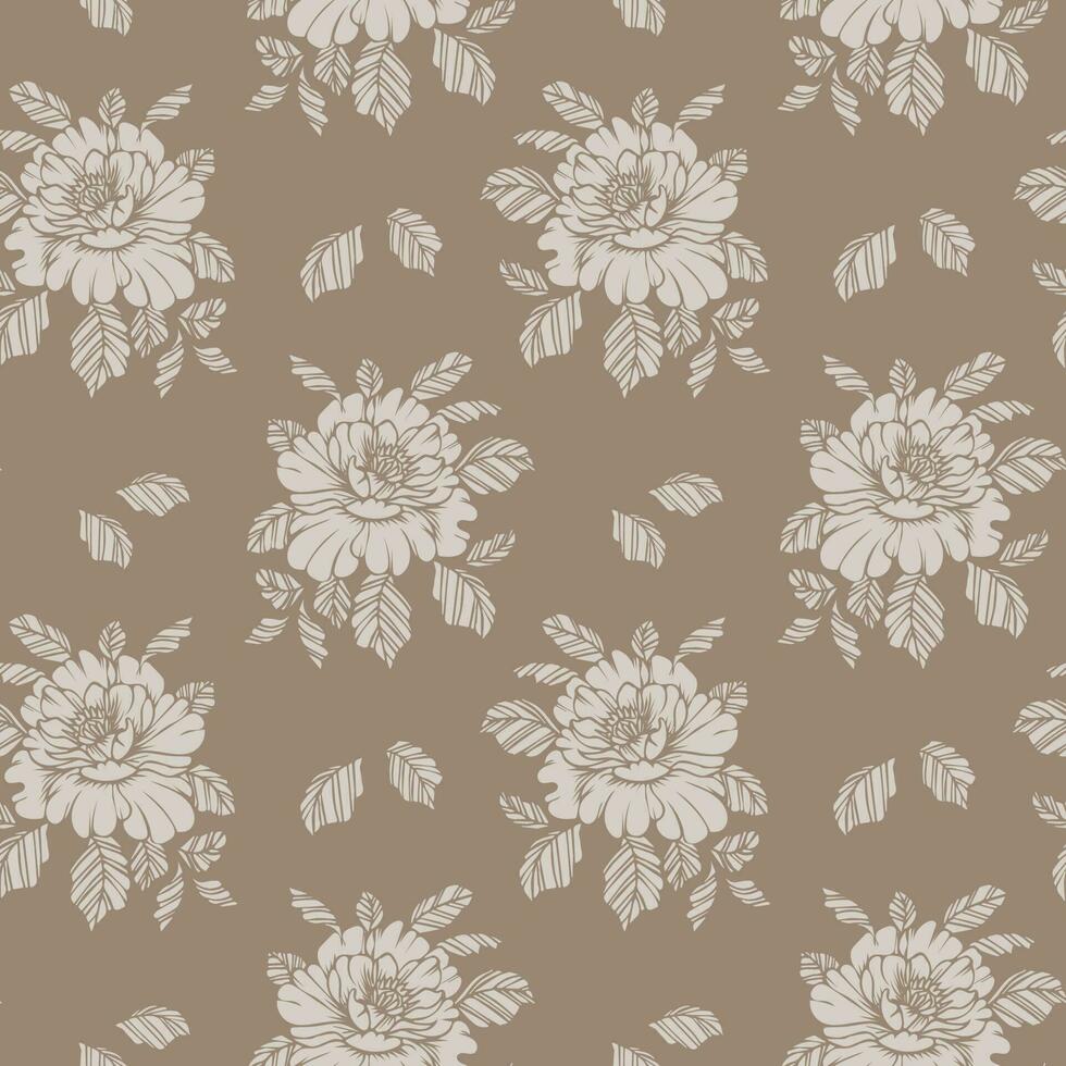 Seamless damask pattern, delicate flowers on a light background. Pastel colors. Background, print, textile, vector