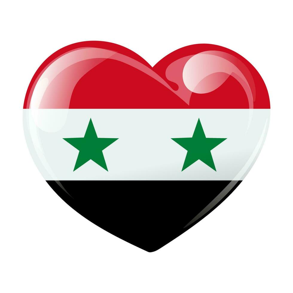 Flag of Syria in the shape of a heart. Heart with the flag of Syria. 3D illustration, vector