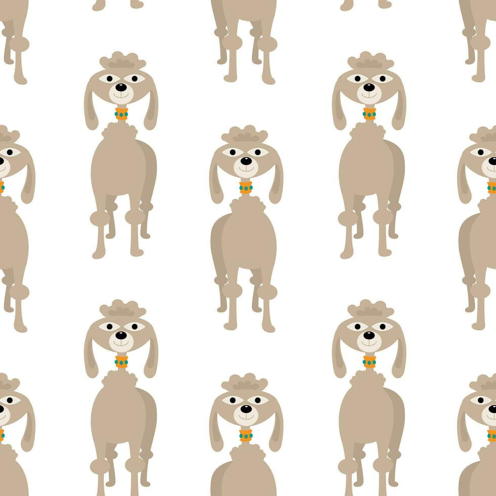 Seamless pattern, cute dog characters on a white background. Children's print, wallpaper, vector