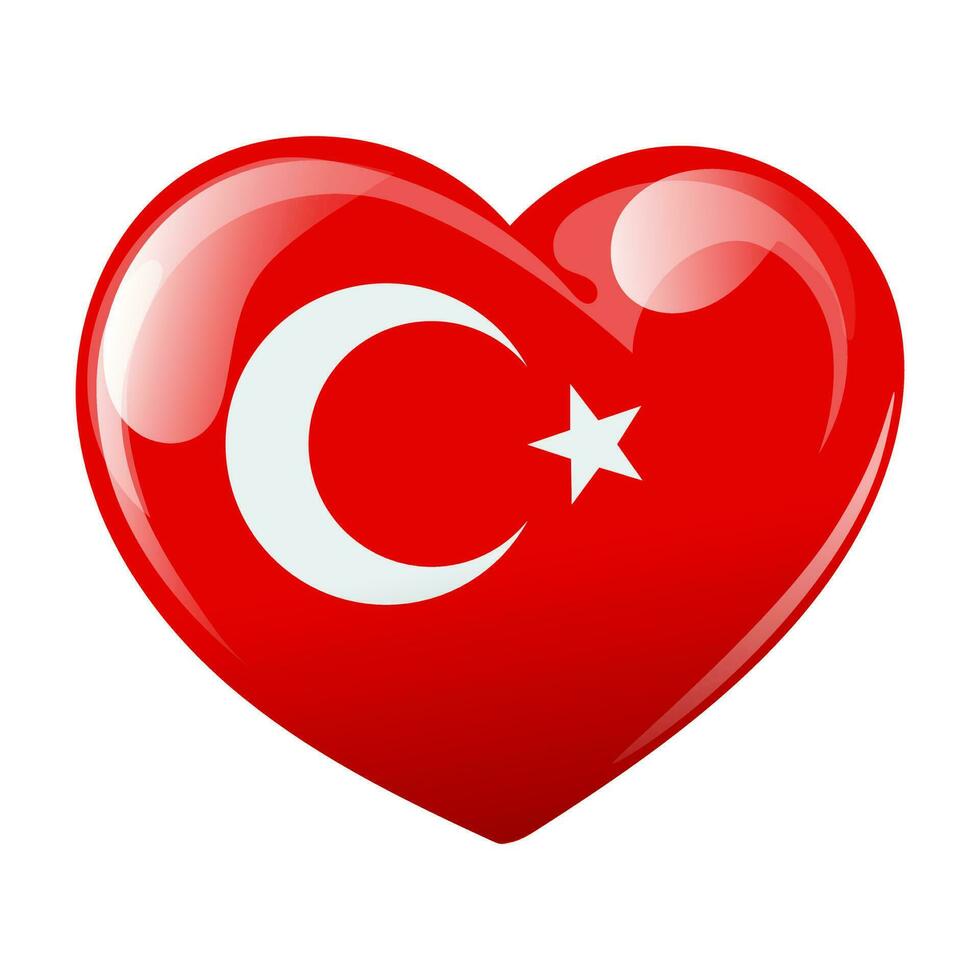 Turquía bandera en el forma de un corazón. corazón con Turquía bandera. 3d ilustración, vector