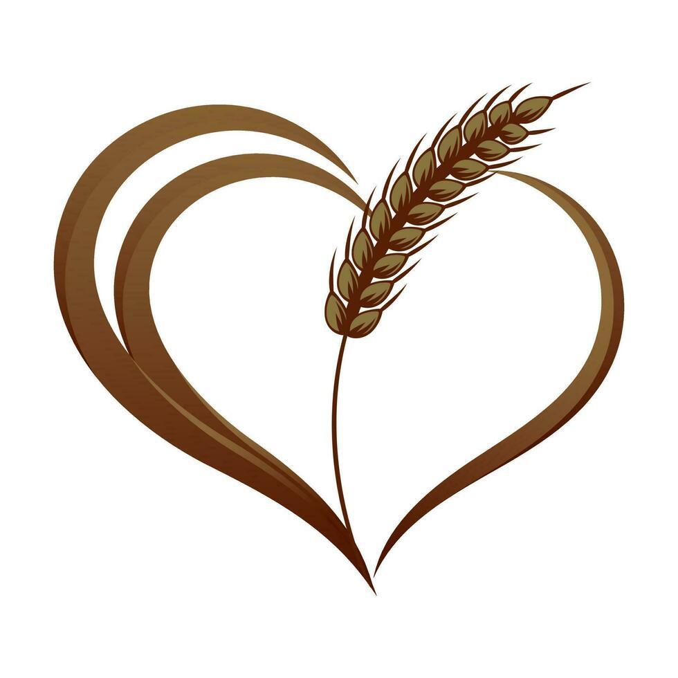 Abstract icon of ears of wheat with a heart. Logo, icon, decor element, vector