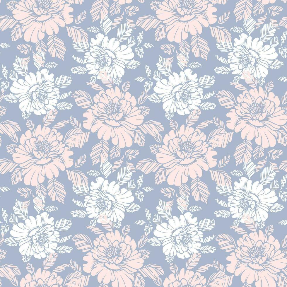 sin costura damasco patrón, delicado flores en un ligero antecedentes. pastel colores. fondo, imprimir, textil, vector