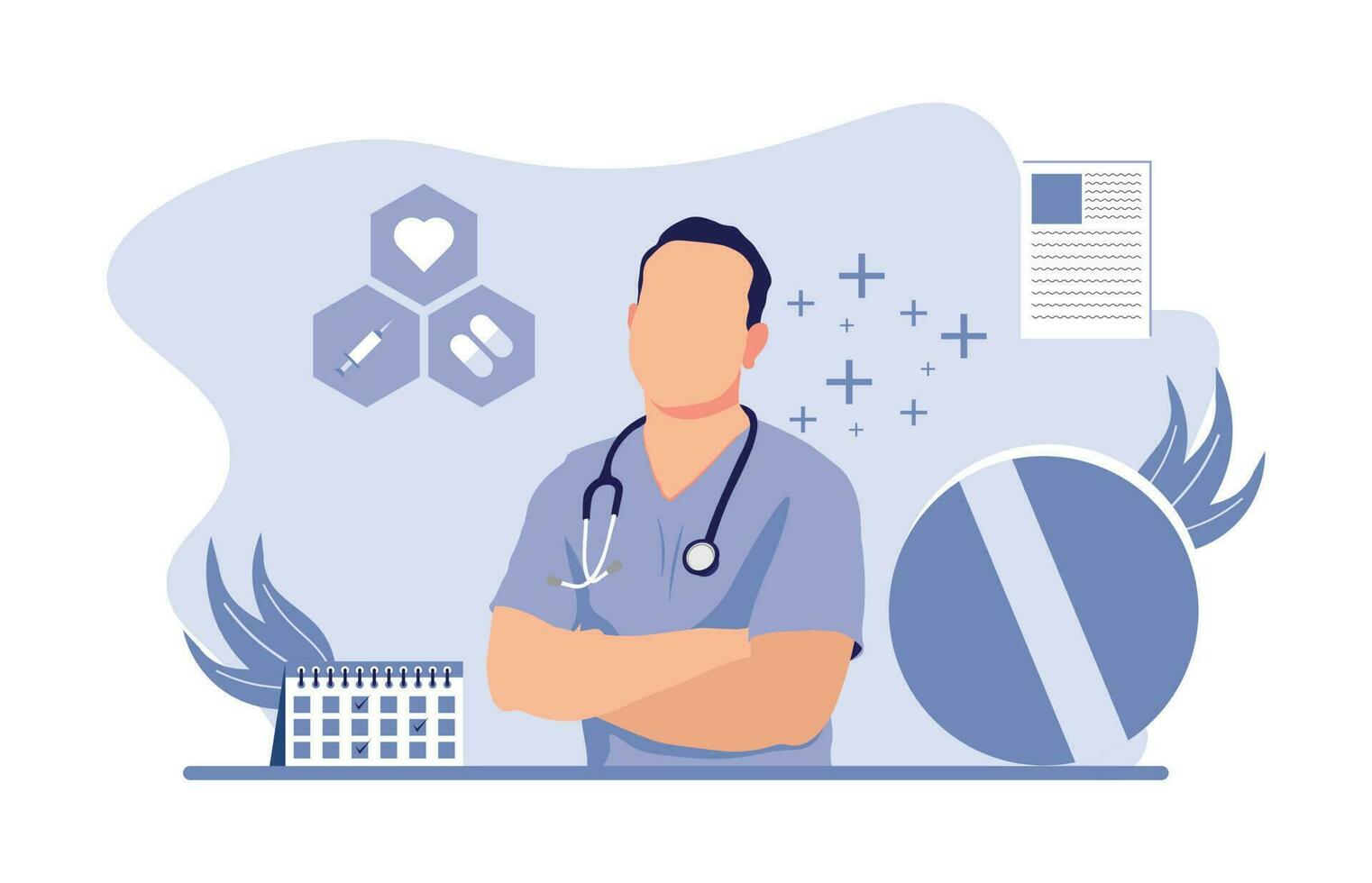 Doctor Flat Character suitable for Medical vector