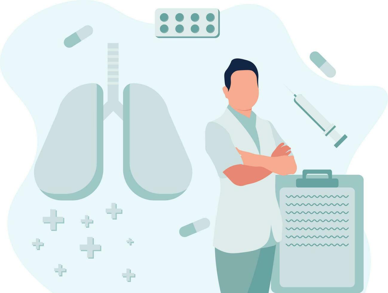 Lungs Specialist Doctor flat character vector